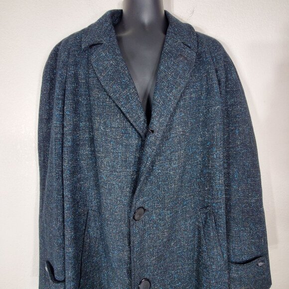 Vintage Lockburne By Locketz Wool Blend Overcoat Size 42 Dark Grey 50" Long - Picture 8 of 12